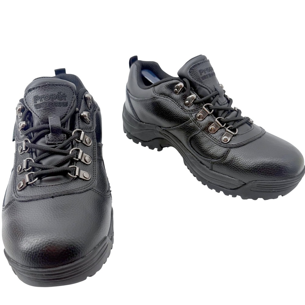 Propet Cliff Walker Low Hiking Boots Mens 9 Black Leather Waterproof Work Gorp